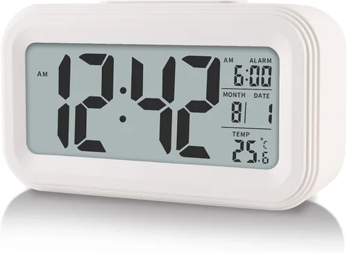 Miniatura 6 de Reloj despertador digital con temperatura interior, funciona con pilas, modelo con función de repetición, pantalla de 12/24H para dormitorios