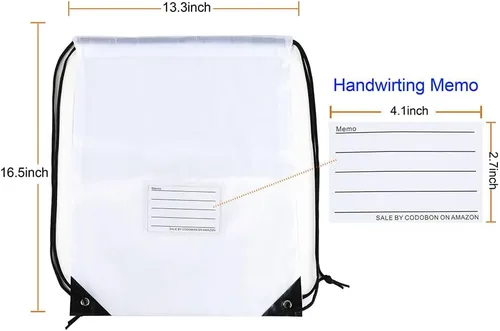 Miniatura 14 de CODOBON Paquete de 20 bolsas con cordón, mochila de cuerda de dibujo a granel, bolsa de bricolaje para gimnasio, deportes, bolsa para mujeres