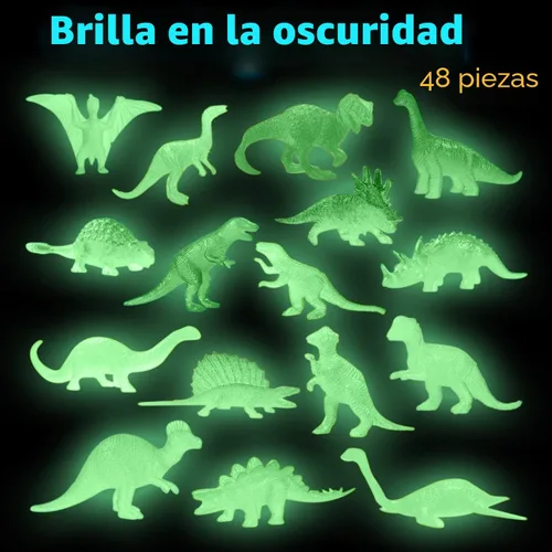 Miniatura 2 de 48 piezas de mini figuras de dinosaurio que brillan en la oscuridad para niños, cesta de relleno de huevos de Pascua, suministros de fiesta