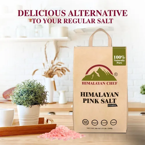 Miniatura 2 de Himalayan Chef - Sal rosa del Himalaya grano grueso, sal para recarga de molinillo - bolsas de 5 libras 100% sales naturales, no transgénicos