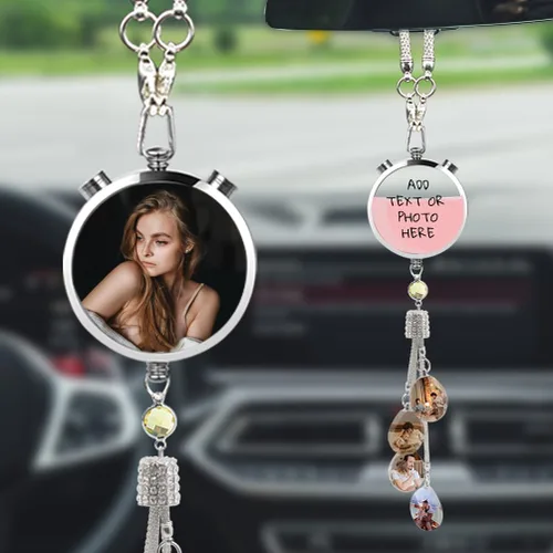 Miniatura 10 de AIFLM Adornos Personalizados de Foto de Cristal para Colgar en Coche Adornos Personalizados Estéticos para Espejo Adornos Personalizados