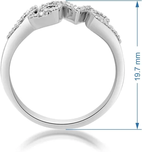 Miniatura 4 de Jewelili Anillo de plata de ley con diamantes redondos y blancos naturales