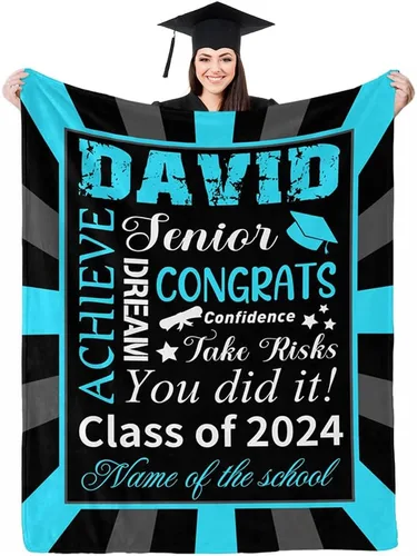 Miniatura 26 de D-Story Manta personalizada con foto, regalos de graduados universitarios para ella, regalos de graduación de felicitaciones, mantas personalizadas