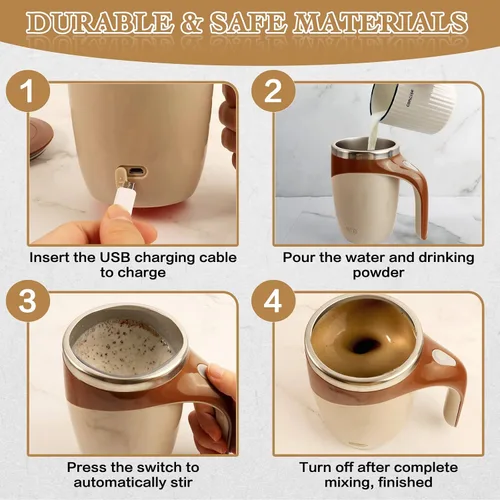 Miniatura 4 de Taza autoagitadora, taza de café magnética automática recargable, taza de café autoagitable, taza giratoria de viaje para oficina en casa, para café