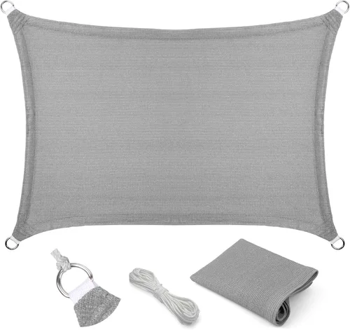 Eden's Decor - Toldo tipo vela de 6' x 10' gris, toldo de tela para exteriores, toldo rectangular de tela para patio, jardín, pérgola, tamaño