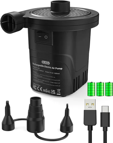 Miniatura 8 de Dr.Meter Bomba de aire para inflables: Bomba de colchón de aire AC 110V con 3 boquillas - Inflador deflador eléctrico de llenado rápido para balsas