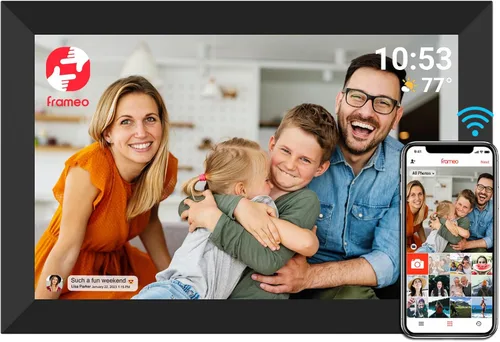 Marco de fotos digital FRAMEO con wifi de 32GB, pantalla táctil IPS de 10.1 pulgadas y 1280x800, marco de fotos digital fácil de configurar, Negro2