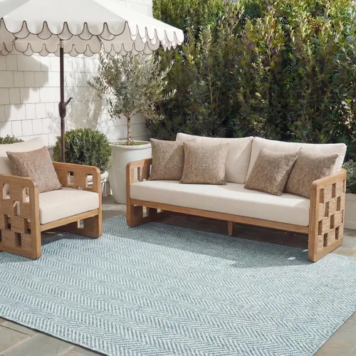 Miniatura 36 de SAFAVIEH Alfombra Lavable para Exteriores Colección Courtyard - Pasillo de 2'3" x 6'7", Azul Marino y Gris, No Desprende Pelusa y Fácil Limpieza