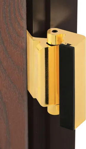 Miniatura 3 de Prime-Line U 11442 Cerradura de refuerzo de puerta – Añade alta seguridad adicional a tu hogar y evita la entrada no autorizada – Tope de 3 Latón