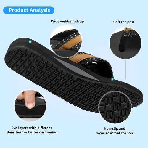 Miniatura 8 de STQ Sandalias ortopédicas para mujer, sandalias de playa ajustables con soporte de arco para aliviar la fascitis plantar
