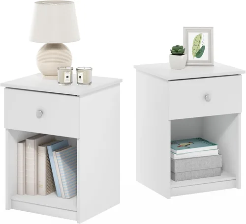 Miniatura 17 de Furinno 219153GYW Lucca - Mesita de noche, paquete de 2, roble francés gris gris roble francés