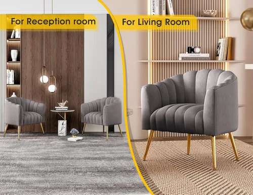 Miniatura 4 de Dewhut Silla decorativa de calabaza de gran tamaño, modernas y cómodas sillas tapizadas de terciopelo, sillón individual de lujo para sala de estar