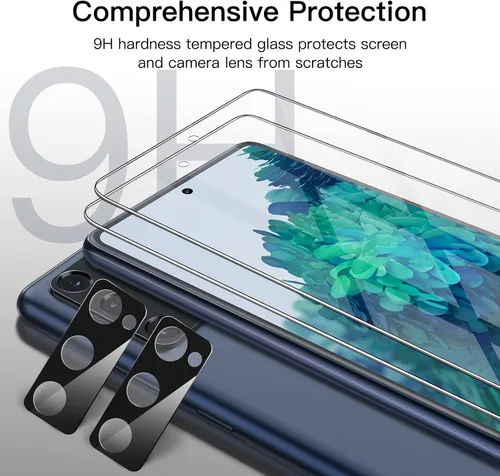 Miniatura 4 de JETech - Protector de pantalla para Samsung Galaxy S20 FE de 6.5 pulgadas con protector de lente de cámara, película de vidrio templado, compatible