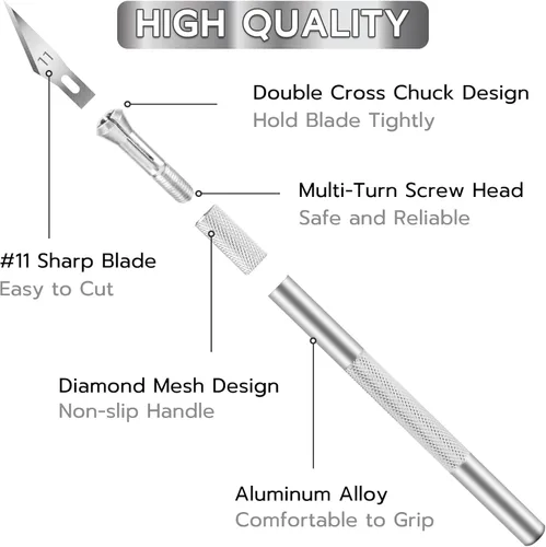 Miniatura 3 de Jetmore Juego de 24 cuchillos Exacto, cuchillos para manualidades, kit de cuchillos de precisión para cortar bricolaje, tallar calabaza, recortar