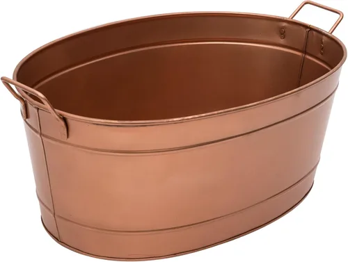 Miniatura 7 de Achla Designs Bañera galvanizada chapada en cobre martillado ovalado