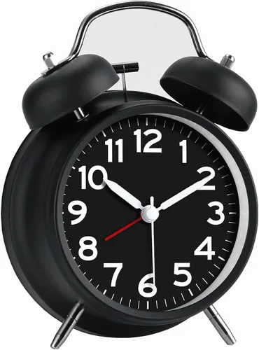 Miniatura 9 de AKCISOT - Reloj despertador de alarma fuerte para personas con sueño profundo, 11,43 cm de reloj analógico de campana doble de metal, funciona