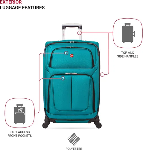 Miniatura 3 de SwissGear - Equipaje suave expandible Sion con ruedas, verde azulado