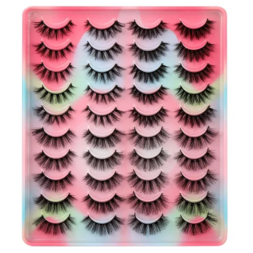 Miniatura 5 de 20 pares de pestañas postizas naturales esponjosas de ojo de gato, pestañas postizas de 4 estilos mixtos gruesos y finos, pestañas de visón