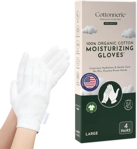 Miniatura 15 de Cottonnerie - 4 pares de guantes de algodón originales para manos secas para dormir, guantes hidratantes durante la noche, guantes hidratantes