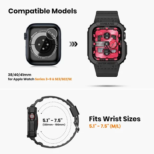 Miniatura 3 de amBand E1 Sport Case Band for Apple Watch Ultra 3/2/1 & SE 3/2/1 & Series 11 10 9 8 7 6 5 4 3 49mm 46mm 45mm 44mm 42mm 41mm 40mm 38mm, Shockproof &