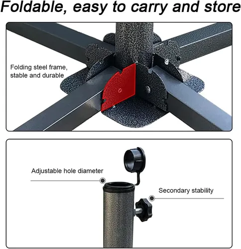 Miniatura 3 de Soporte de anclaje plegable para patio, ajustable, portátil, anclaje de playa, hierro templado, resistente, soporte para sombrilla de patio al aire
