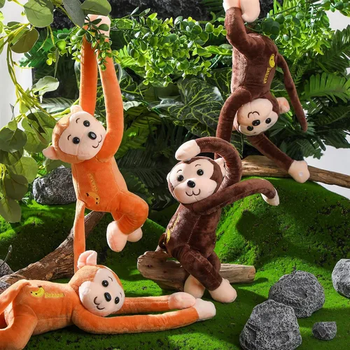 Miniatura 7 de Aoriher Paquete de 4 monos de peluche colgantes de 17.8 pulgadas con cierres de gancho y bucle, regalos de juguetes de peluche para adultos