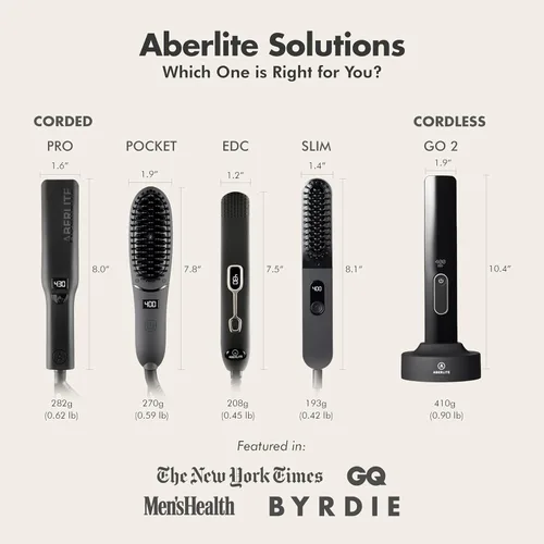 Miniatura 7 de Aberlite Alisador delgado para barba y cabello, peine antiquemaduras, acondicionador iónico, cepillo calentado, peine alisador para hombres