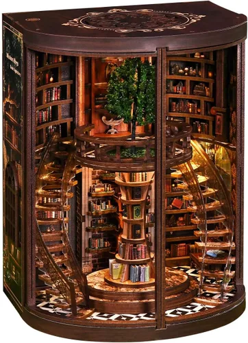 Miniatura 3 de Kit de rincón de libros para adultos y adolescentes – Biblioteca de casa en miniatura de bricolaje, biblioteca anillo de sabiduría rompecabezas