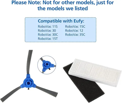 Miniatura 2 de Piezas de repuesto compatibles con accesorios eufy RoboVac 11S RoboVac 30 RoboVac 30C RoboVac 15C RoboVac 12 RoboVac 35C RoboVac 15T, paquete de 19