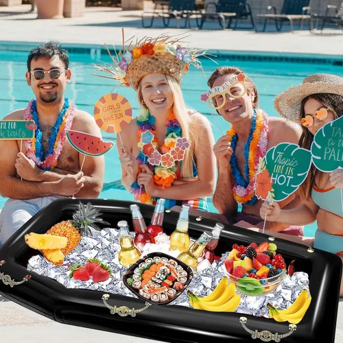 Miniatura 6 de Enfriador inflable de ataúd de 52 pulgadas, flotador inflable para piscina, baúl de hielo, bufé, bebida para fiesta de Halloween, decoración