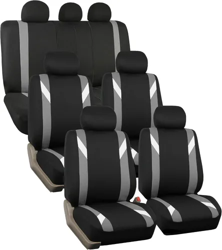 Miniatura 11 de Fundas para asientos en 3 filas modernas de alta calidad FH GROUP FH-FB033217 color beige y negro, para la mayoría de los autos, camionetas, SUV