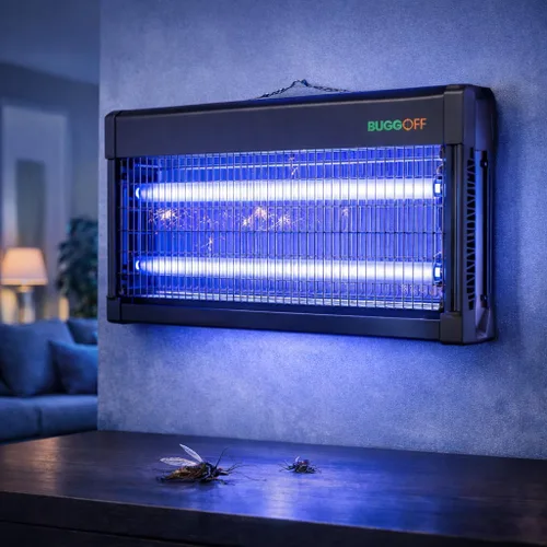 Miniatura 9 de Interior Moderno Eléctrico Matamoscas Negro, Cobertura de 800 Pies Cuadrados, 3500 Voltios de Potencia Impresionante, 20 Vatios, Mata Mosquitos