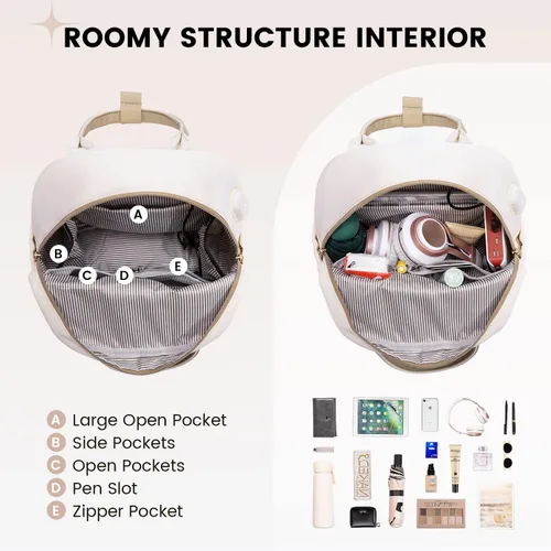Miniatura 3 de LOVEVOOK Mini mochila para mujeres y niñas, mochila pequeña con puerto USB, linda mochila de moda para el trabajo, viajes y la escuela, caqui