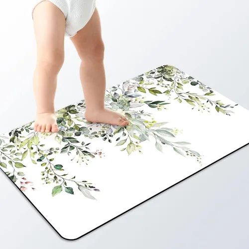 Miniatura 7 de BBiggood Alfombras de baño salvia, alfombra de baño verde salvia con hojas de eucalipto, se ajusta debajo de la puerta, alfombra de ducha fina