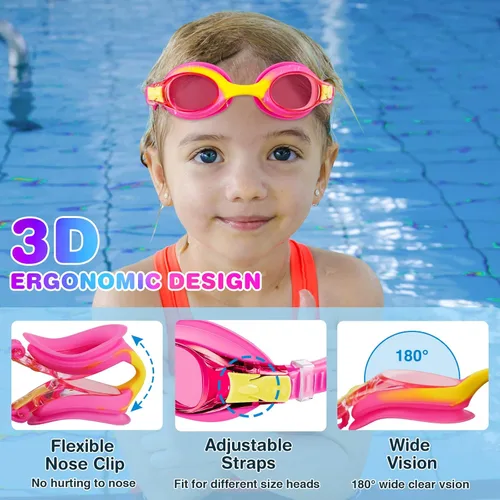 Miniatura 5 de XDX Gafas de natación para niños de 4 a 14, paquete de 4 para niños y niñas, antivaho con protección UV Multicolor-4pack-a