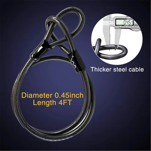 Miniatura 4 de Candado de bicicleta resistente antirrobo, cerradura en U para bicicleta con llave con cable de seguridad de 4 pies y soporte de montaje