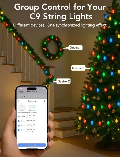 Miniatura 8 de Luces LED C9 de Navidad para exteriores, 100 pies, 150 LED, luces de cadena inteligentes RGB controladas por aplicación y control remoto