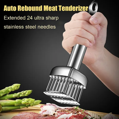 Miniatura 2 de Ablandador profesional de carne con hoja de aguja afilada de acero inoxidable T316, herramienta de cocina resistente para ablandar carne de res