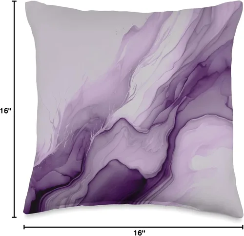 Miniatura 4 de Pretty Trendy Modern Color Designs Almohada de flujo de tinta abstracta color morado lavanda, 16 x 16 pulgadas, multicolor