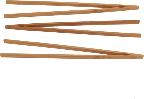 Miniatura 8 de BambooMN - Pinzas reutilizables de bambú "A" para tostadas de 7.9" - Marrón carbonizado - 10 piezas
