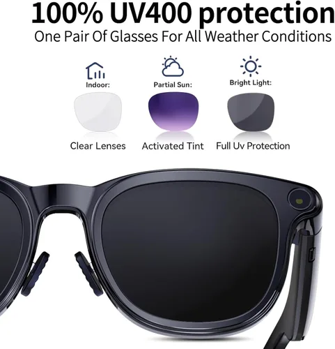 Miniatura 2 de Lentes inteligentes AI con cámara 4K para viajes y uso diario, gafas de sol de audio Bluetooth con altavoces de oído abierto, llamadas manos libres