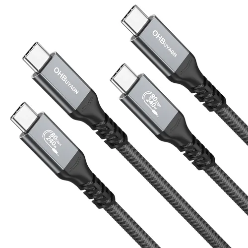 Miniatura 8 de Cable USB 4 de 80 Gbps para cable Thunderbolt 5, [certificado USB-IF], cable de datos USB C de 120 Gbps, carga rápida PD de 240 W, cable de monitor