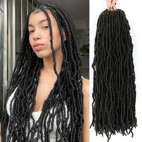 Miniatura 9 de Extensiones de cabello de ganchillo suaves de 22 pulgadas, 7 paquetes de rastas sintéticas preenlazadas para mujeres negras, extensiones de cabello