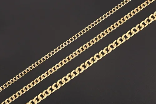 Miniatura 6 de Collar de cadena de eslabones cubanos de acero inoxidable para hombre, chapado en plataoro de 18 quilates, cadenas planas de corte de diamante