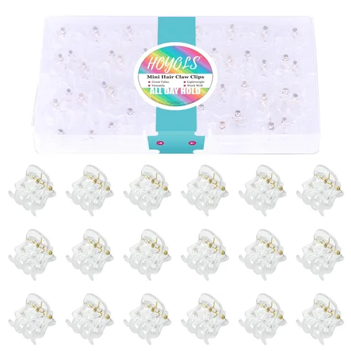 Miniatura 10 de Hoyols 48 mini pinzas para el cabello, pinzas pequeñas para mujeres y niñas, surtido de pinzas de plástico para mujeres y niñas, color negro, blanco