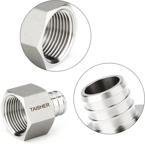 Miniatura 3 de TAISHER 2 accesorios Pex de acero inoxidable 304, 1/2 pulgada Pex x 1/2 pulgada NPT hembra, 1/2 pulgada Pex montaje con 2 abrazaderas de manguera