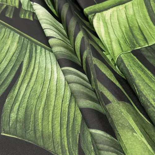 Miniatura 7 de Cortina de Ducha de Hojas Tropicales, Cortina de Baño Decorativa Verde y Negra con Hojas de Palmera y Plátano, Juegos de Cortinas de Ducha de Tela