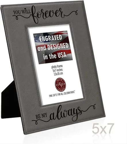 Miniatura 6 de KATE POSH You Will Forever by My Always - Marco de cuero gris grabado – Compromiso, boda, 3er aniversario, I Love You Regalos para parejas