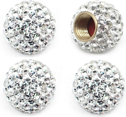 Miniatura 7 de Tapones de válvula de neumático de automóvil, paquete de 4 tapones de aire de vástago de válvula de neumático de automóvil con diamantes de Rojo