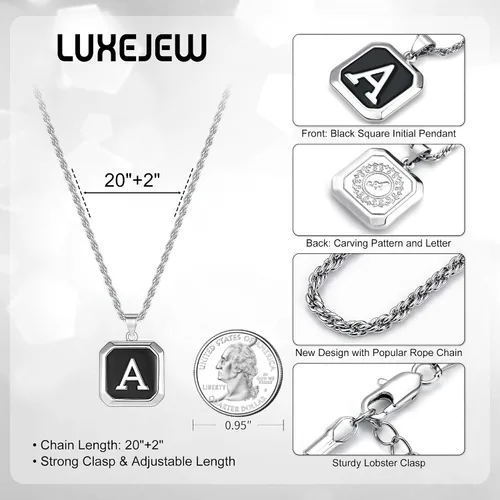 Miniatura 5 de LUXEJEW Collares con inicial para hombres y mujeres, delicado colgante de letra, collar de cadena para hombre, joyería para hombre